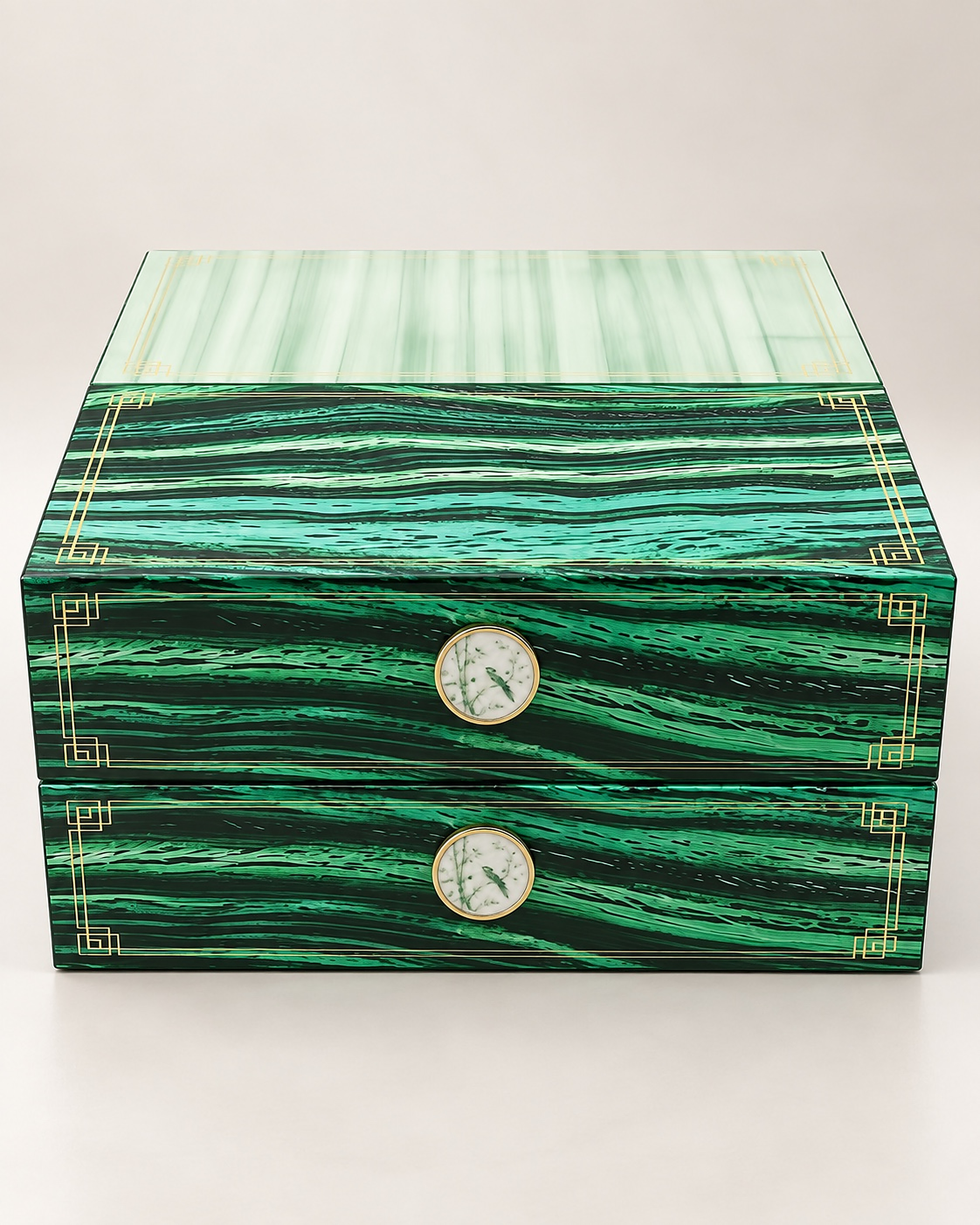 Green marble double-drawer box