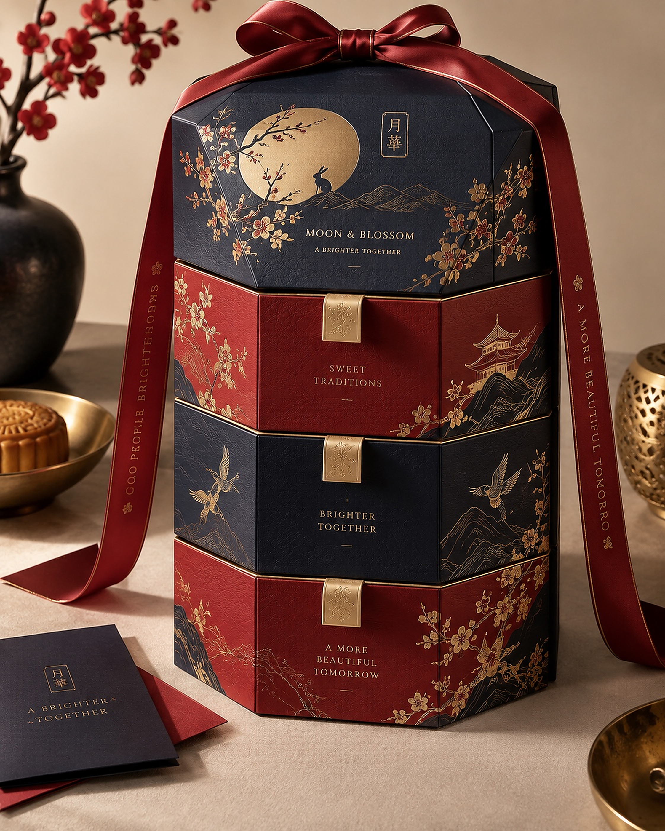 Festive multi-tier gift packaging
