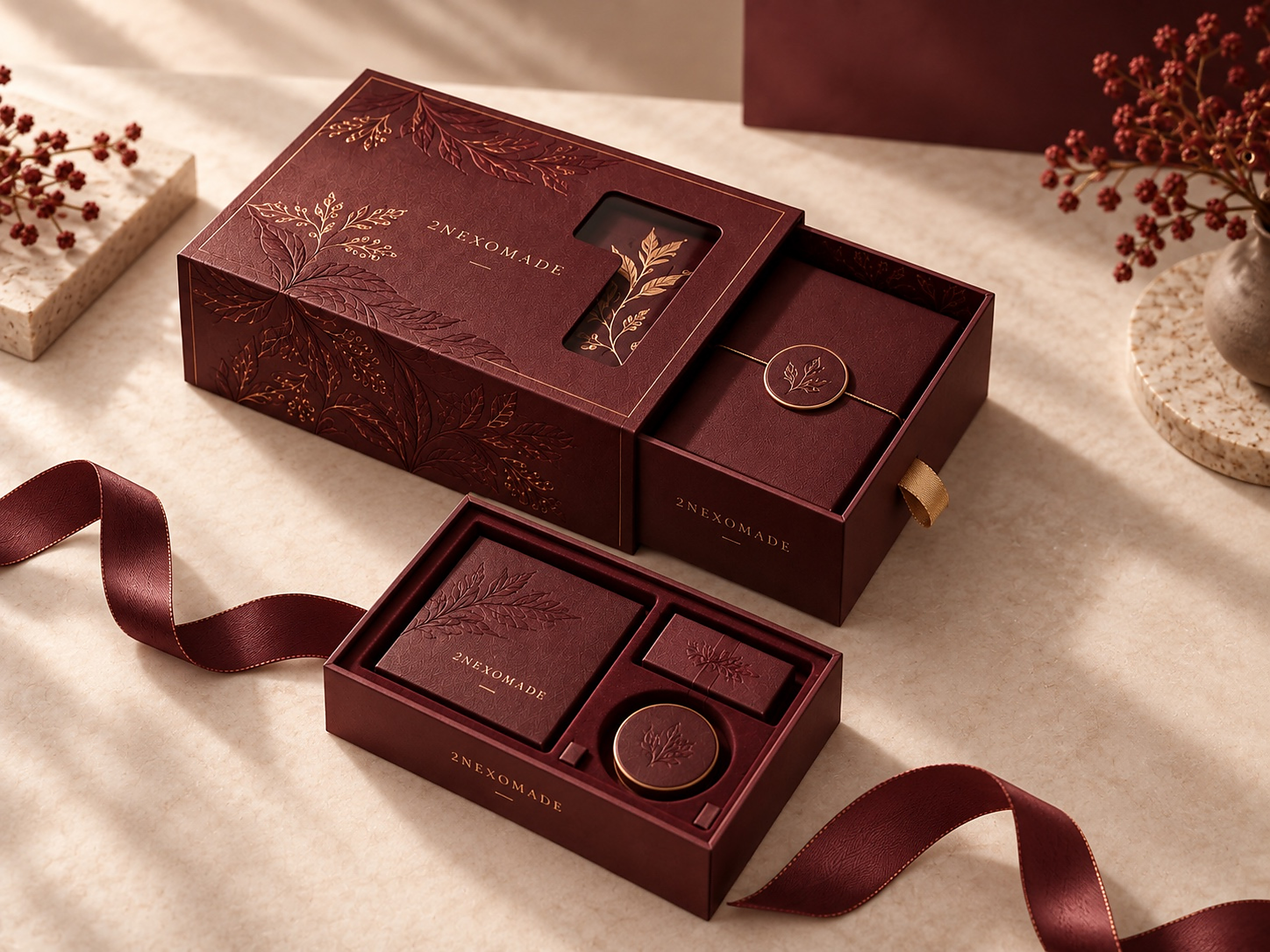 Burgundy premium gift box set